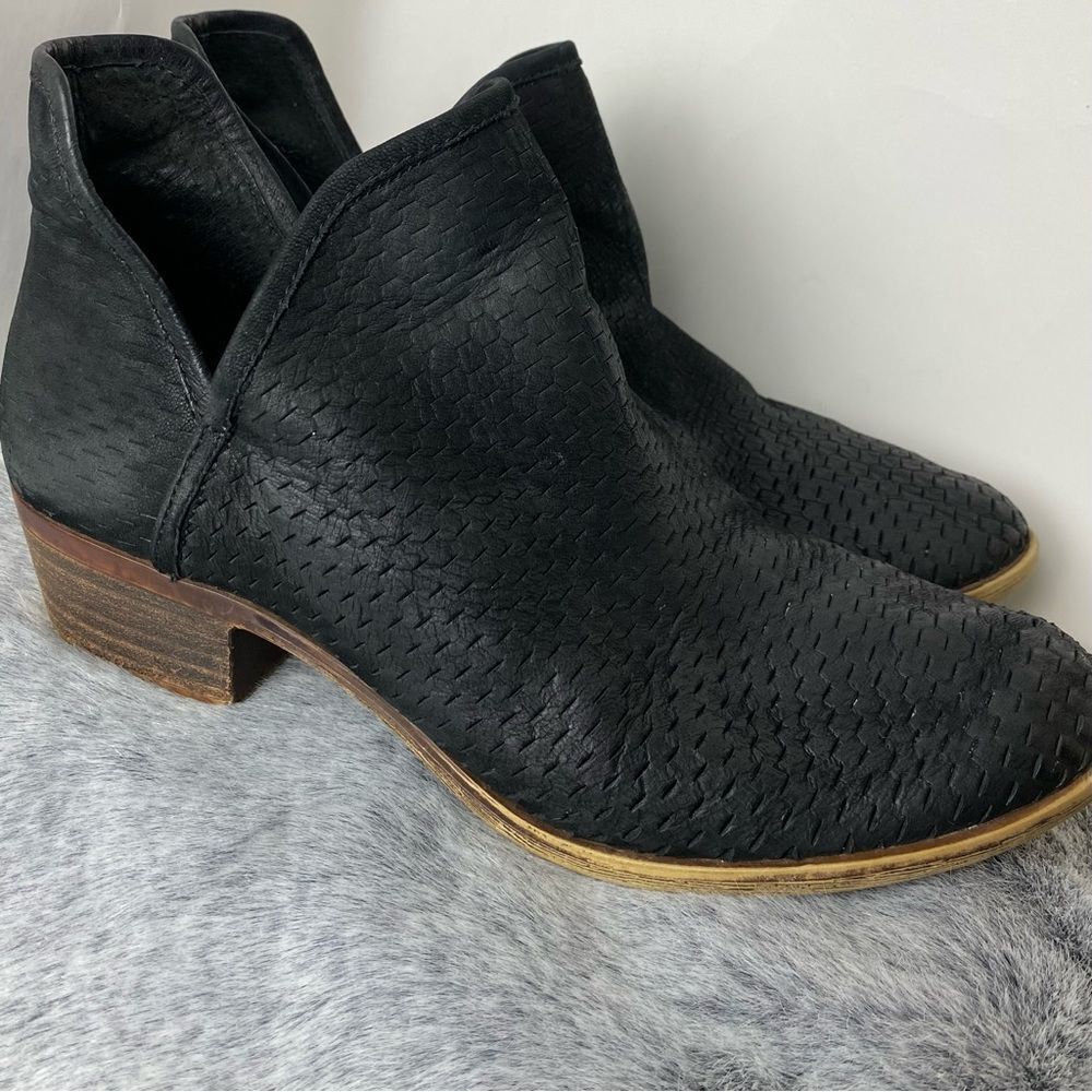Lucky Brand Baley Perforated Black Suede Ankle Booties
